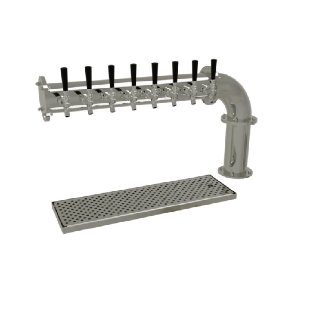 Glastender PC-8-MF Pipe Cantilever Draft Dispensing Tower Countertop (8) Stainless Steel Faucets (handles Not Included)