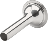 A shiny stainless steel funnel with a wide circular base and a narrow cylindrical spout, designed for use with a Hobart #32/#46 Stuffer. The large, reflective surface is smooth, and the funnel is angled slightly to the left on a white background.