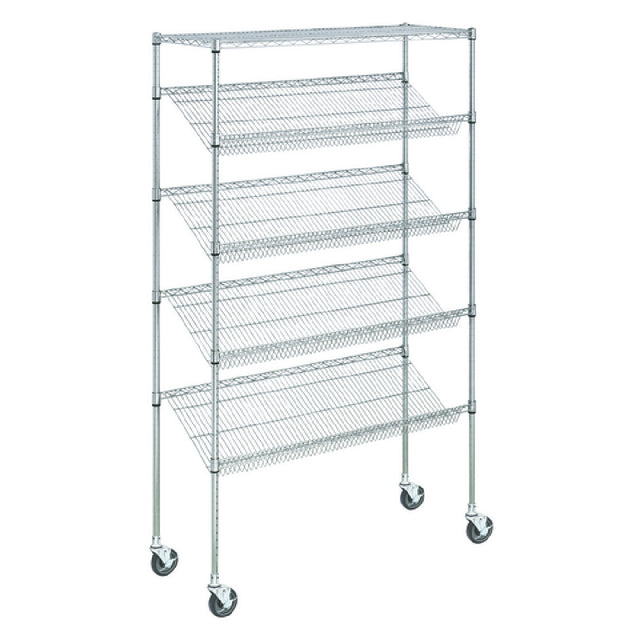 Hubert 156240 - Kratos Wire Mobile Merchandising Rack, 60"W X 24"D X 74"H, 4" Slanted