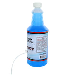A clear plastic bottle of Marston Chemical glass and surface cleaner, filled with blue liquid and capped with a white top. A long white tube extends from the bottle. The label reads “SURFACE,” “32oz,” and includes instructions in smaller text.