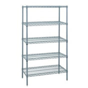 Quantum WR86-2124GY-5 Wire Shelving Starter Kit 24"W X 21"D X 86"H 600 800 Lb. Capacity