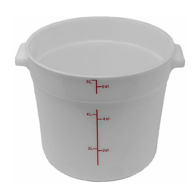 Omcan 80192 (80192) 6-QT Polypropylene White Round Food Storage Container NSF