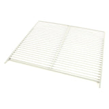 A Traulsen wire shelf, model 340-26000-02, features evenly spaced horizontal rods and two sturdy edge rails. Rectangular and angled against a plain white background, this rack is ideal for use in an oven or as a cooling rack.