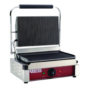 Hubert 81021 - Kratos® Commercial Single Panini Grill, Grooved Plates, 14"X9" Plate