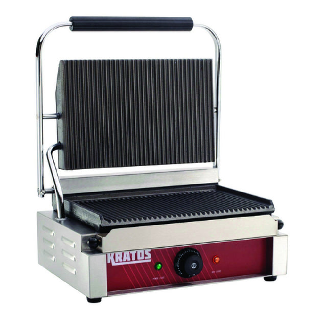 Hubert 81021 - Kratos® Commercial Single Panini Grill, Grooved Plates, 14"X9" Plate