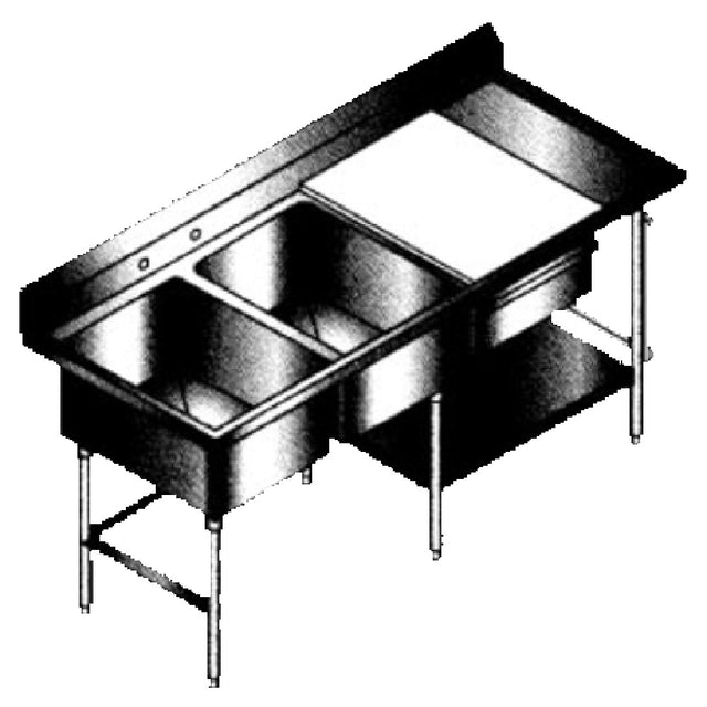 SPG PT-84 - Universal Stainless Prep Table, 84"W X 30"D, With Sinks & Cutting Board
