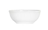 A plain, white, 18 oz bowl with a slightly flared rim and a smooth, rounded shape, shown against a plain white background. The bowl is empty and features a simple, minimalist design.