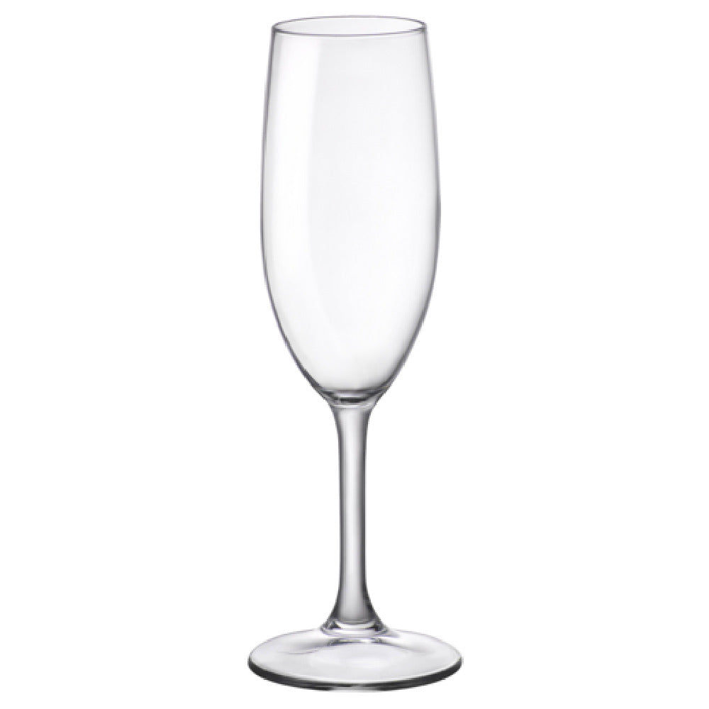 Steelite 4983Q673 Flute Glass 5-3/4 Oz. (H 7-3/4" M 2-1/4" T 1-7/8" B 2-1/4") Pulled Stem