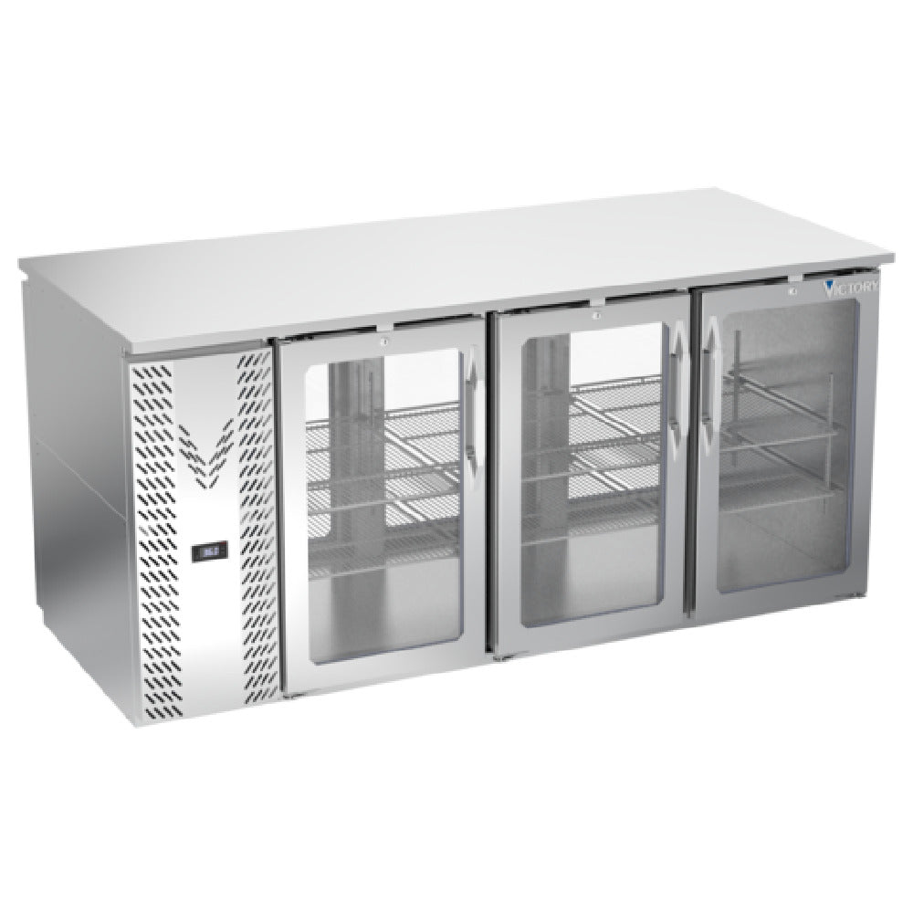 Victory VBB72HC-G-PT-S - Pass-Thru Back Bar Refrigerator, Three-section, 72"W X 32-3/4”D X 34"H