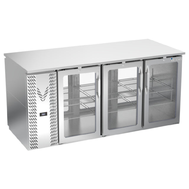 Victory VBB72HC-G-PT-S - Pass-Thru Back Bar Refrigerator, Three-section, 72"W X 32-3/4”D X 34"H