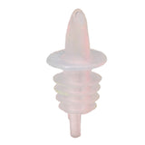 A translucent, BPA free silicone wine bottle stopper with a tapered top and three horizontal ridges for sealing. Displayed on a plain white background, it features a spiral design and slightly frosted texture reminiscent of a Free Flow Pourer.