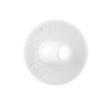 A round, white plastic pourer with two holes near the center and raised text reading KABLECRAFT along the edge. The smooth, flat surface resembles those found on TableCraft Products, photographed on a plain white background.