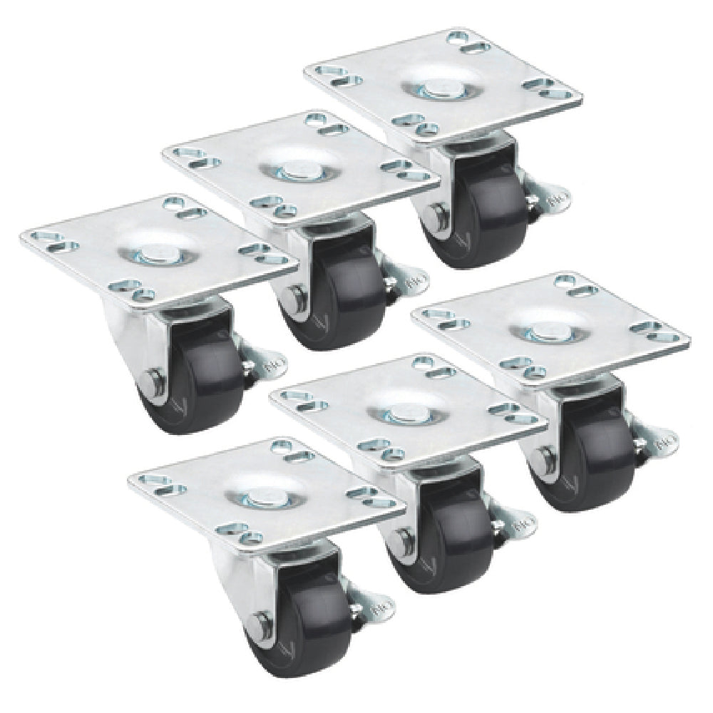 Krowne BC-133 Casters 2" Low Profile With Brakes (set Of 6) Plate