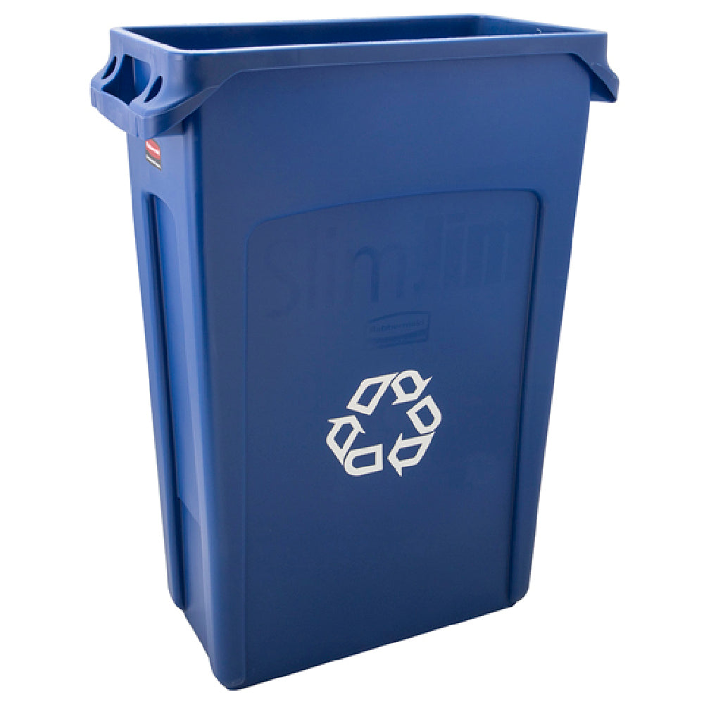 Rubbermaid FG354007BLUE Slim Jim Recycling Can 23 Gal Blue With Handles