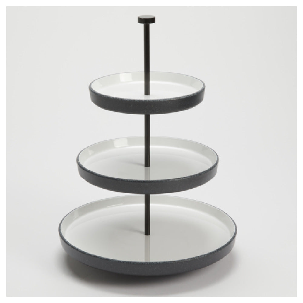 American Metalcraft LFTTSB17 Tiered Stand Melamine White With Black Speckles