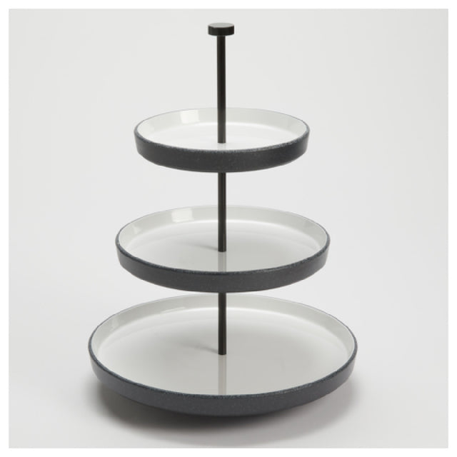 American Metalcraft LFTTSB17 Tiered Stand Melamine White With Black Speckles