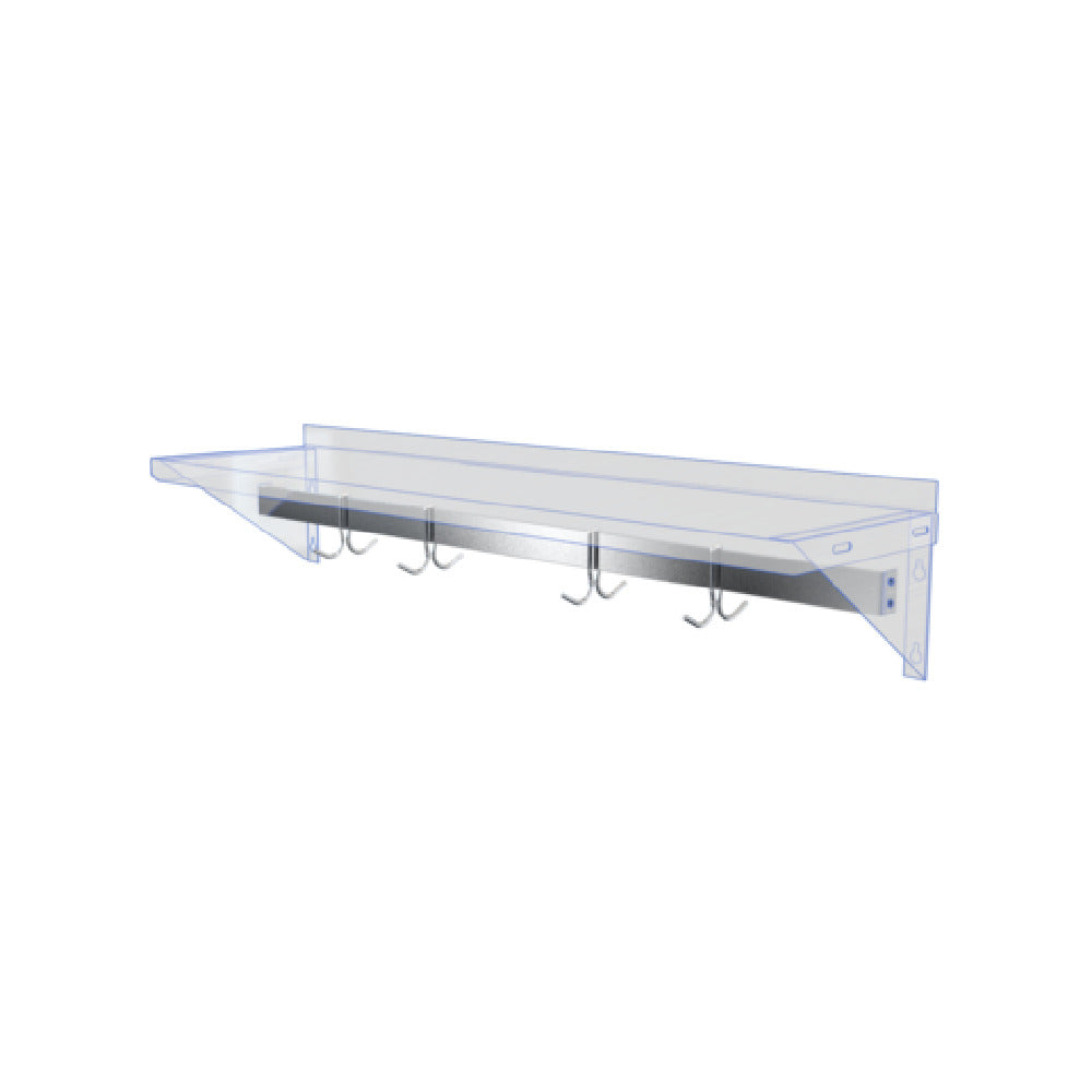 NBR Equipment PR-WS36 Pot Rack Bar 36"L X2" 304 Stainless Steel
