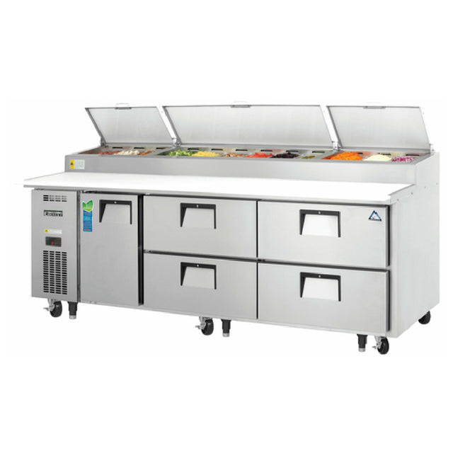 Everest Refrigeration EPPR3-D4 Drawered Pizza Prep Table Three-section 93-1/8"W