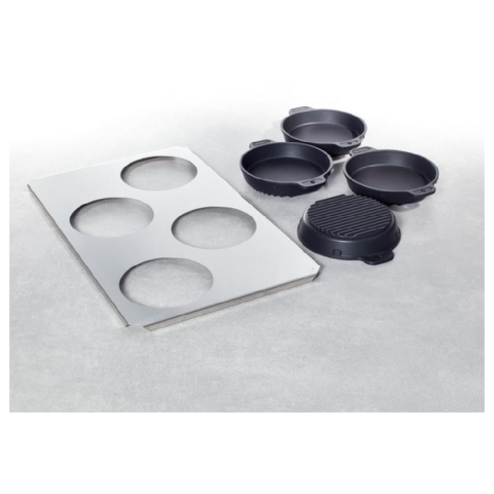 Rational 60.73.286 Roasting/Baking Pan "small Set" Steel Carrier Plate (1/1 GN) With 4 Pans (diameter 6-1/4")
