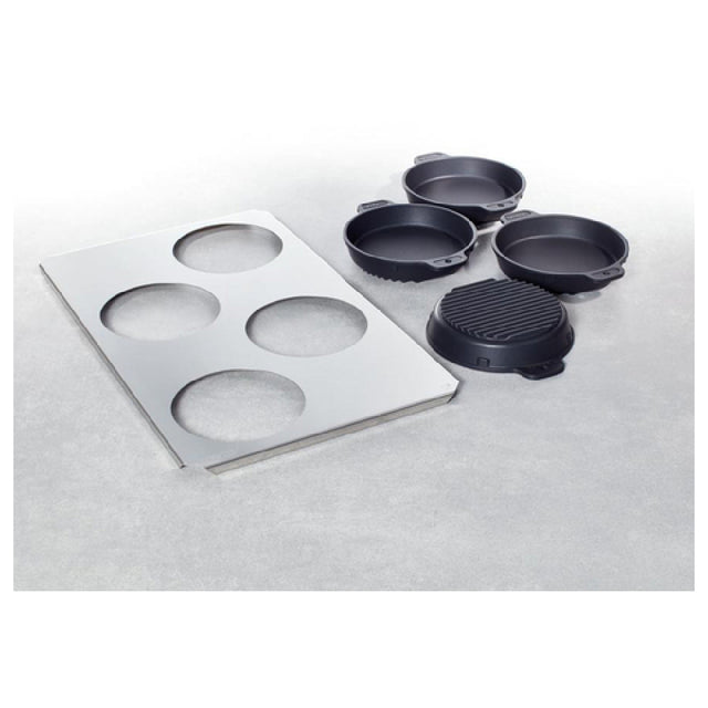 Rational 60.73.286 Roasting/Baking Pan "small Set" Steel Carrier Plate (1/1 GN) With 4 Pans (diameter 6-1/4")