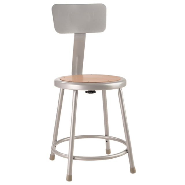 National Public Seating 6218B NPS® Heavy Duty Steel Stool With Backrest 18" 14" Round Seat