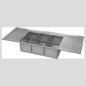 Klinger's Trading DBS32D Drop-In Bar Sink Three Compartment (2) 12-1/2" Drainboards