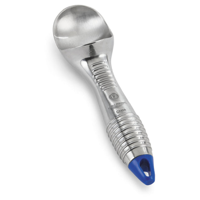 Vollrath 47275 Ice Cream Scoop Size 12 (3 Oz.) Blue Color Coded Aluminum Scoop & Ergonomic Textured Handle With Anti-freeze Encapsulated