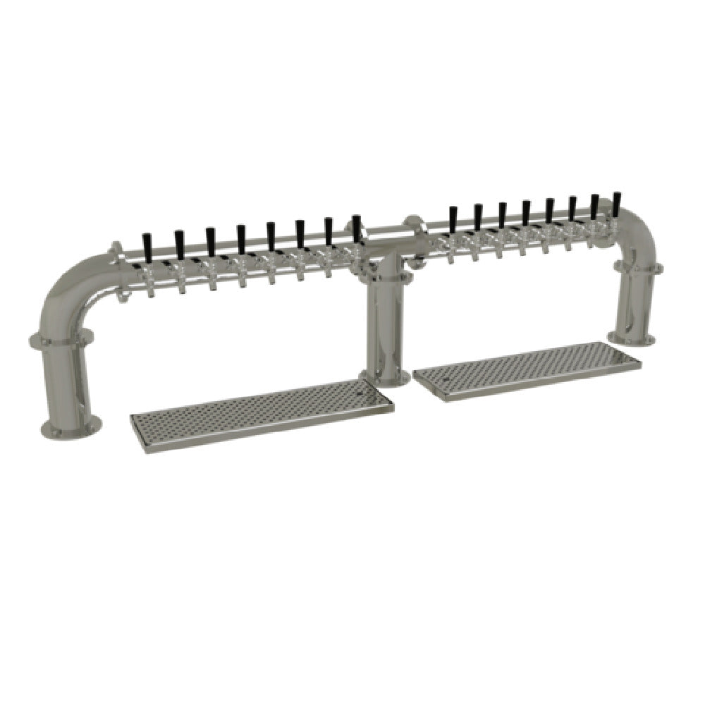 Glastender PB-16-MF Pipe Bridge Draft Dispensing Tower Countertop (16) Stainless Steel Faucets (handles Not Included)