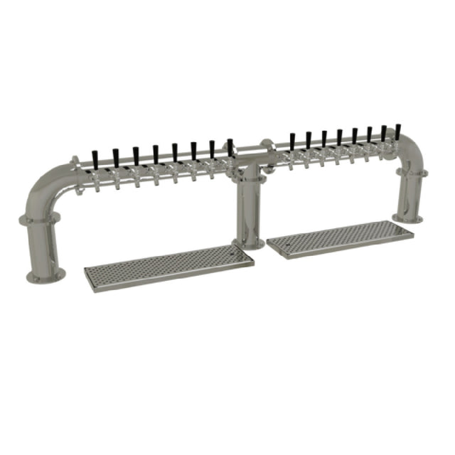 Glastender PB-16-MF Pipe Bridge Draft Dispensing Tower Countertop (16) Stainless Steel Faucets (handles Not Included)