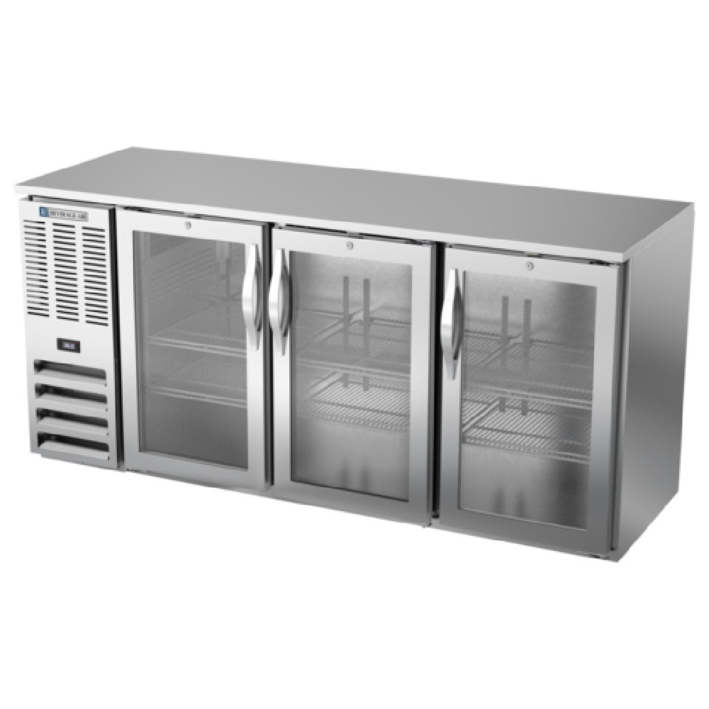 Beverage Air BBN72HC-G-S - Refrigerated Back Bar Storage Cabinet, Three-section, 72"W X 26-3/8"D X 34"H