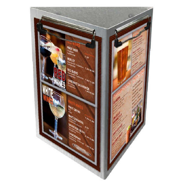 Menu Solutions ATT3CLIP-E Table Tent Holds 5-1/2" X 8-1/2" Inserts Triple Panel
