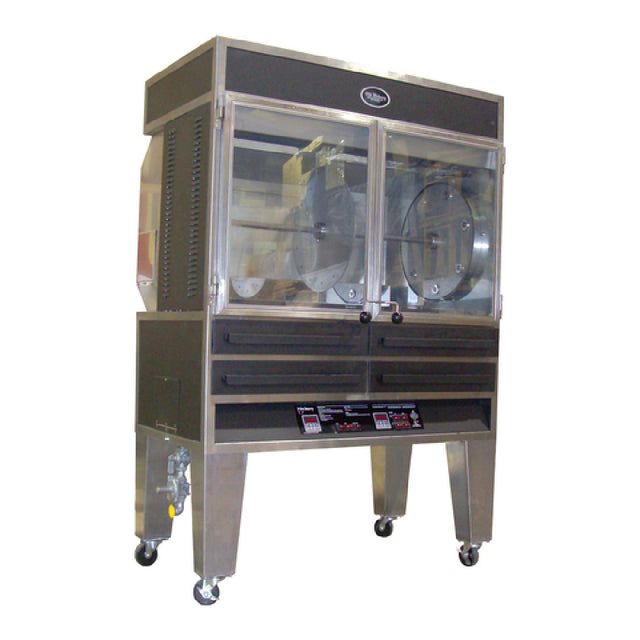 Hickory Industries Inc. N/7.7G-NG Gas Batch Rotisserie Oven 14 Spit Cooking Chamber W/ Computer Controls. 42-56 Chicken Capacity Featuring Double Rotation Planetary Drum System