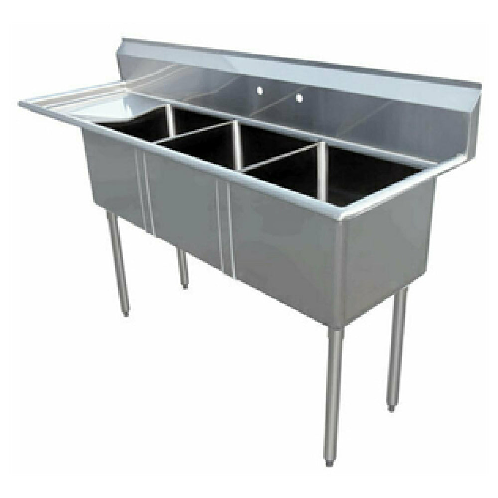 Omcan 43764 (43764) Pot Sink (3) 18" Front To Back X 18" Wide X 11" Deep Bowls