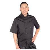 KNG 3905BLKS Kng Sm Mens Chef Coat Lw Mesh Short Slv Black