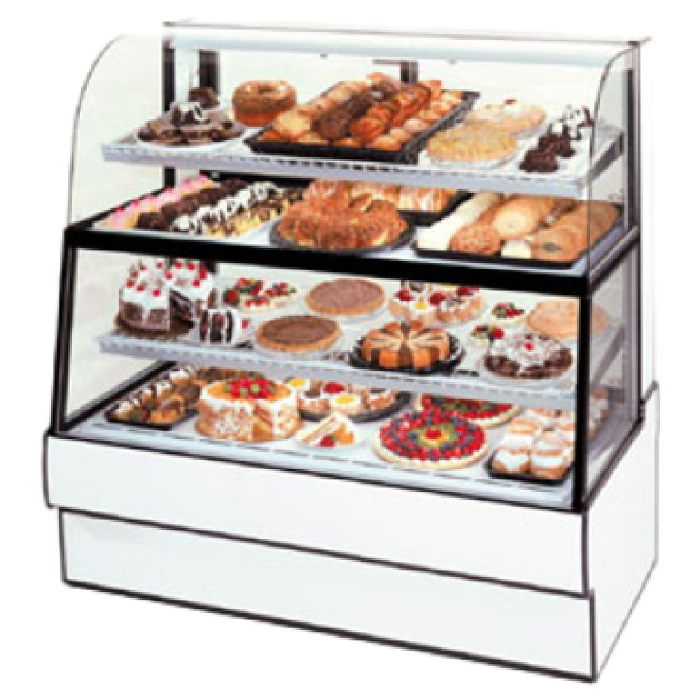 Federal Industries CGR7760DZH Curved Glass Horizontal Dual Zone Bakery Case Refrigerated Bottom Non-Refrigerated Top