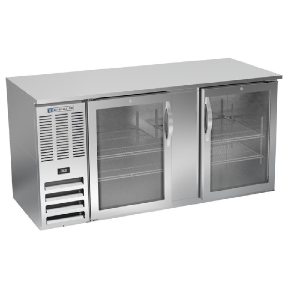Beverage Air BB68HC-G-S - Refrigerated Back Bar Storage Cabinet, Two-section, 68"W X 30-3/8"D X 34"H