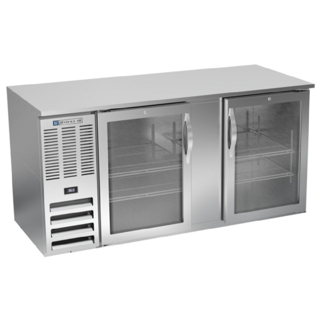 Beverage Air BB68HC-G-S - Refrigerated Back Bar Storage Cabinet, Two-section, 68"W X 30-3/8"D X 34"H