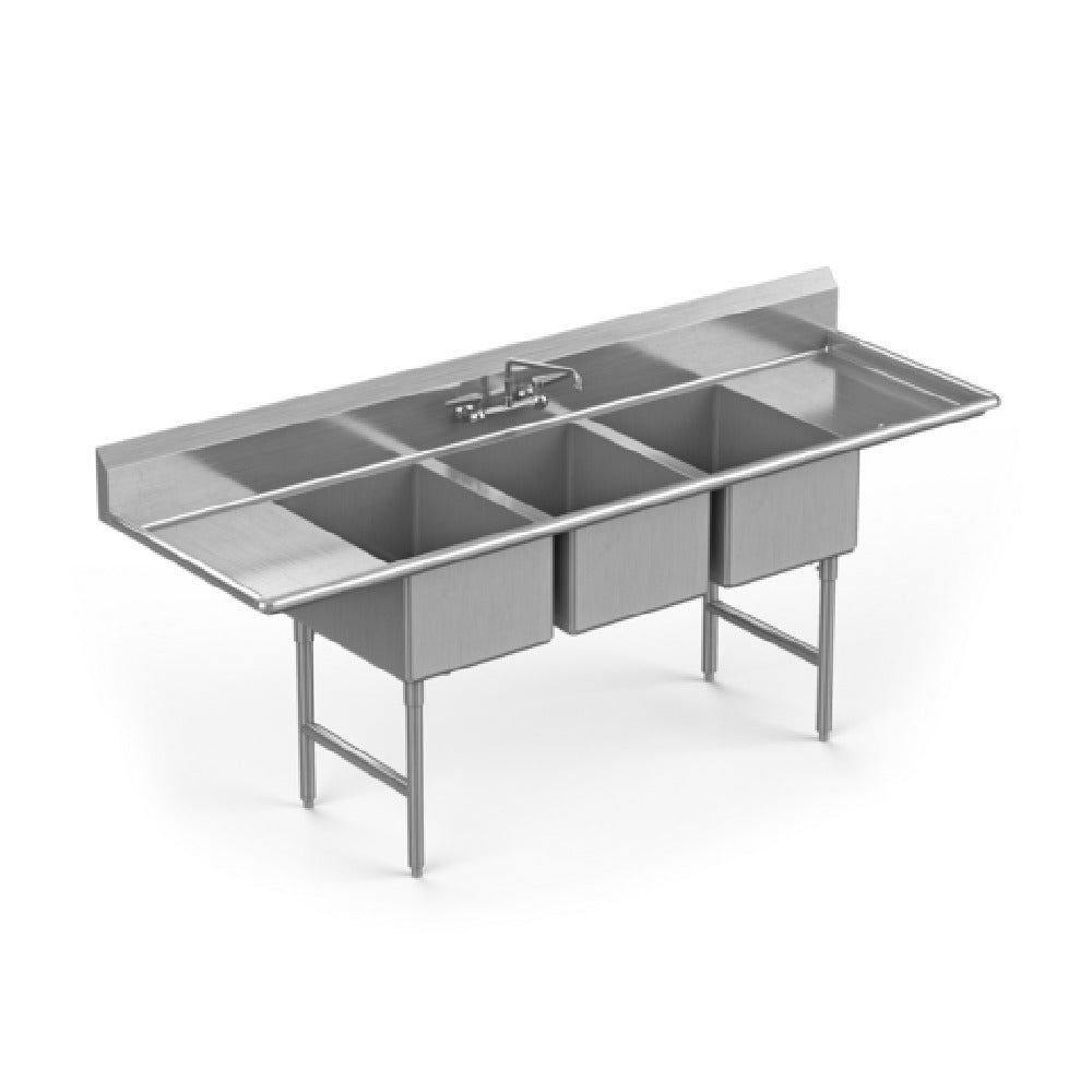 Winholt WS3T20202D18-14DP-14GA Sink Three Compartment With Right & Left Hand 18" Drainboards