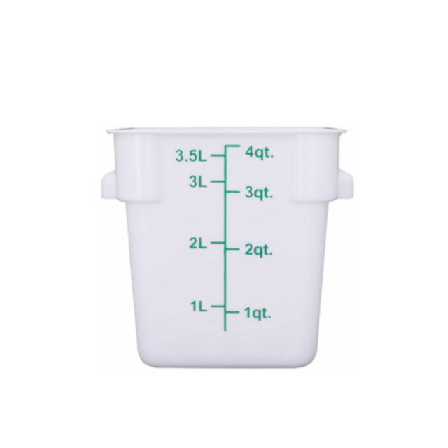Hubert 29A-045 - Kratos® CenPro Square Food Storage Container, 4 Qt. Capacity, White