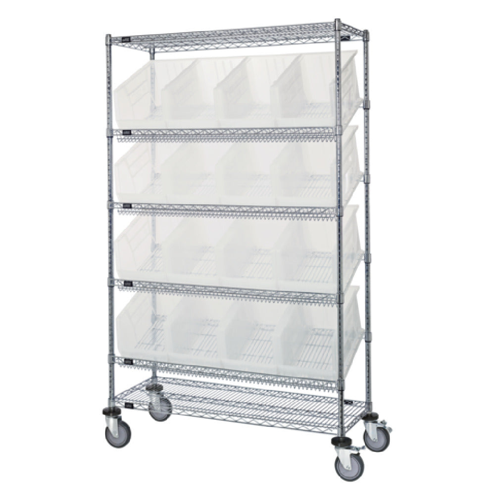 Quantum WRCSL6-74-2448-953CL Slanted Shelf Cart 48"W X 24"D X 80"H 1200 Lbs. Load Capacity