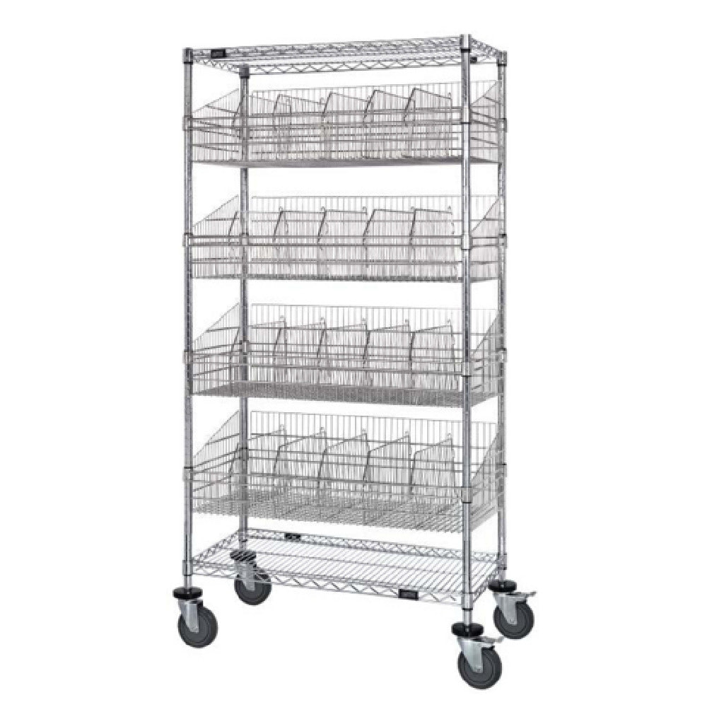 Quantum A4BSK-18362C Wire Basket Cart 36"W X 18"D X 69"H 1200 Lbs. Capacity