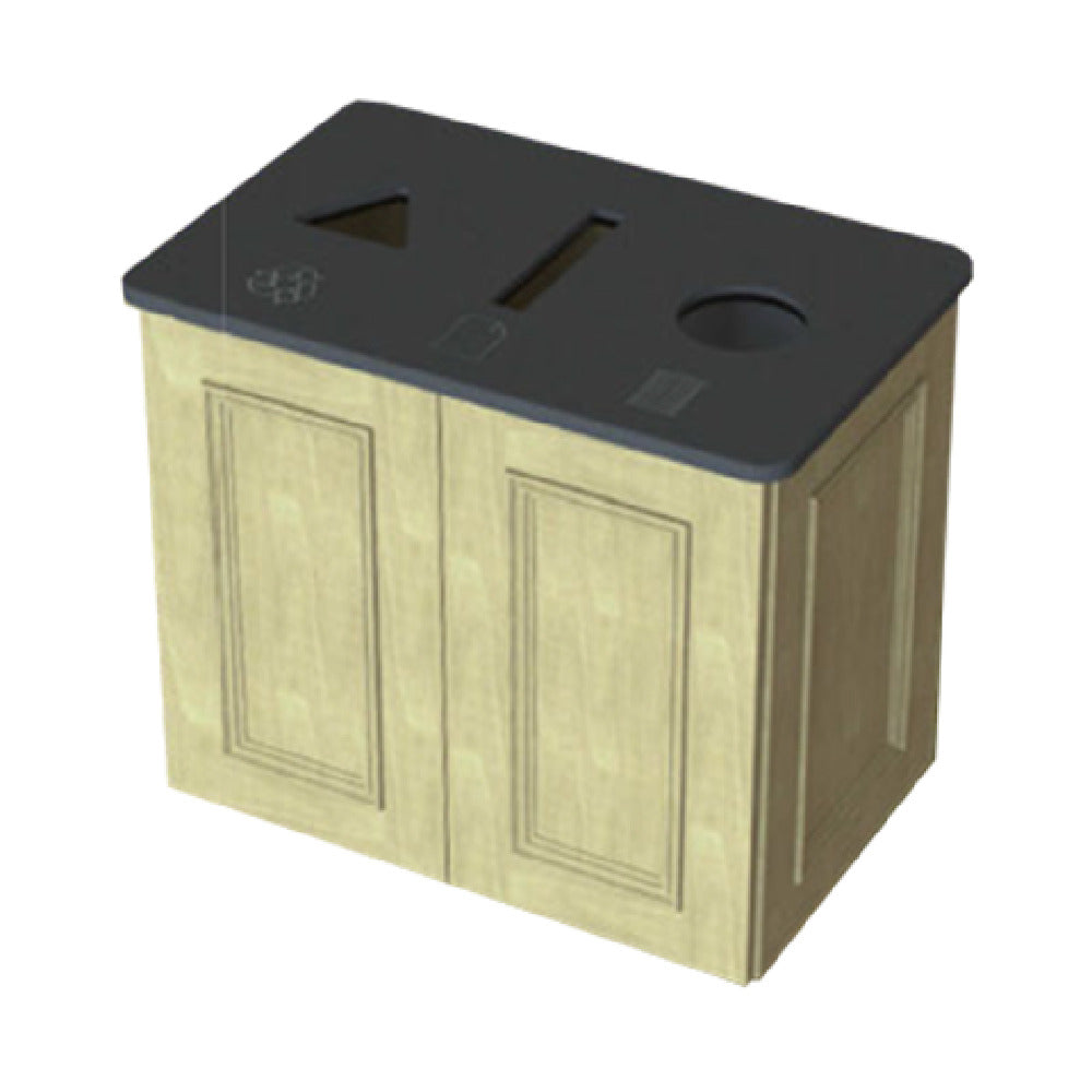 Geneva 75665 Recycle/Waste Station 40"W X 26"D X 35"H Accommodates & Includes (3) Rectangular Poly Waste Receptacles (refuse/recycle)