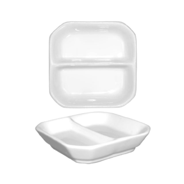 International Tableware FA2-3 Compartment Sauce Dish 1/2 Oz. Per Well 3" X 3" X 3/4"H
