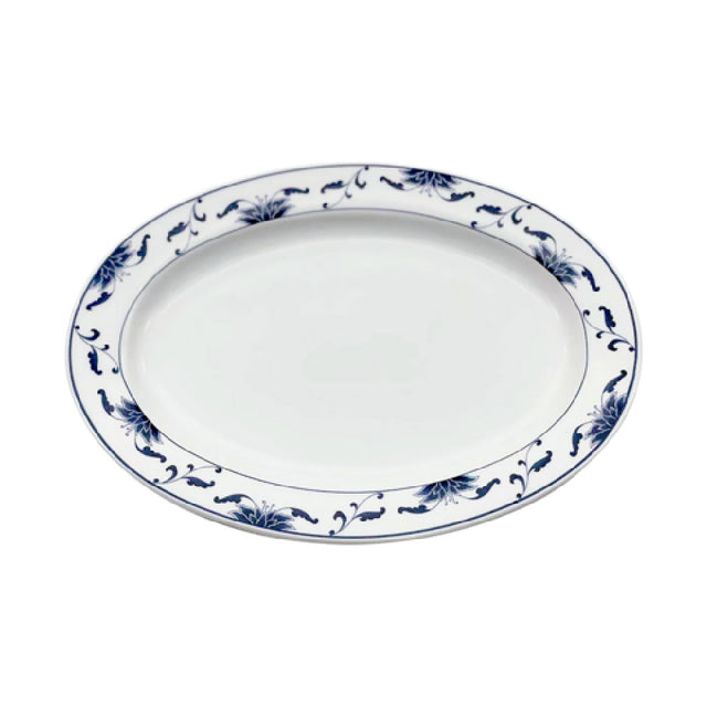 Cameo China 255-143 Blue Lotus Platter 14" X 10" X 1-1/8"H (35.5 Cm X 25.5 Cm X 2.9 Cm)
