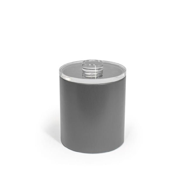 FOH RIB064GYL21 2qt Round London Ice Bucket Smoke With Acrylic Lid Includes One RIB014GYL21-BTM 2qt Round London Ice Bucket Base Smoke