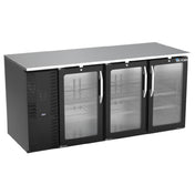 Victory VBB72HC-G-B - Back Bar Refrigerator, Three-section, 72"W X 30-1/8"D X 34"H