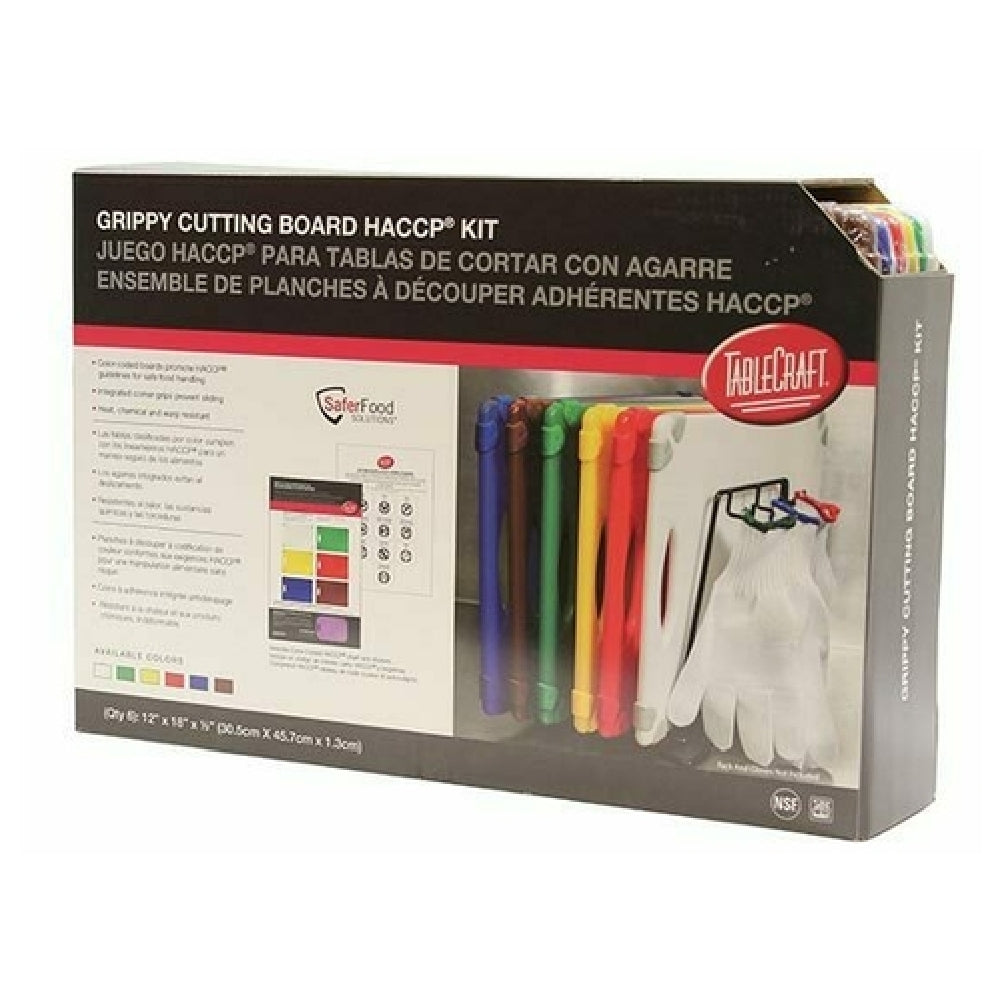 TableCraft Products CBG1218APK6 - Cash & Carry Grippy Cutting Board HACCP® Kit, 12" X 18"