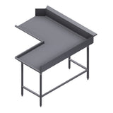 Winholt CDT-14-C-60R Corner Clean Dish Table Right To Left Stainless Steel Legs And Clad Bullet Feet
