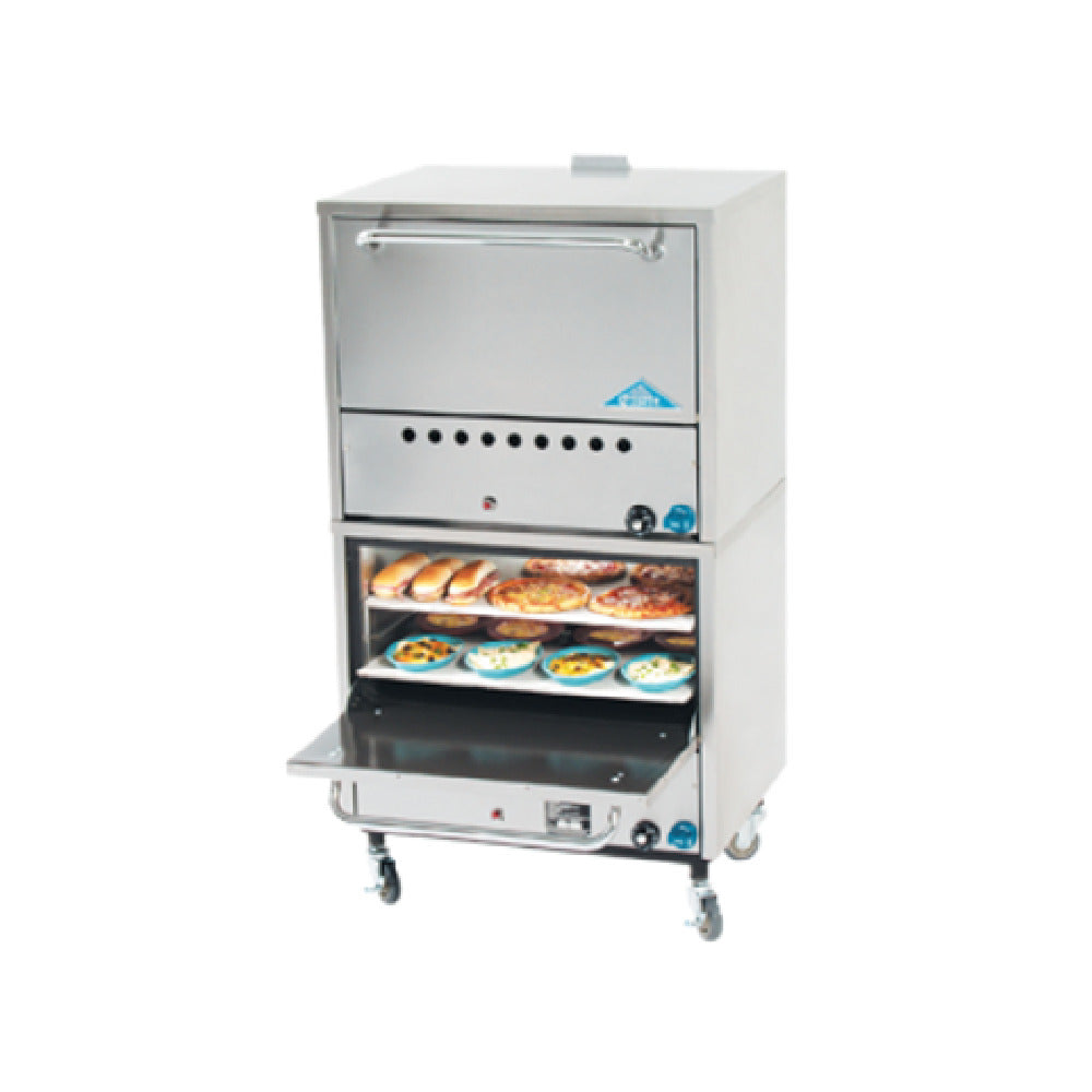 Comstock-Castle 2PO26 Pizza Oven Gas Double Stacked On Leg Frame & With Venting Chimney