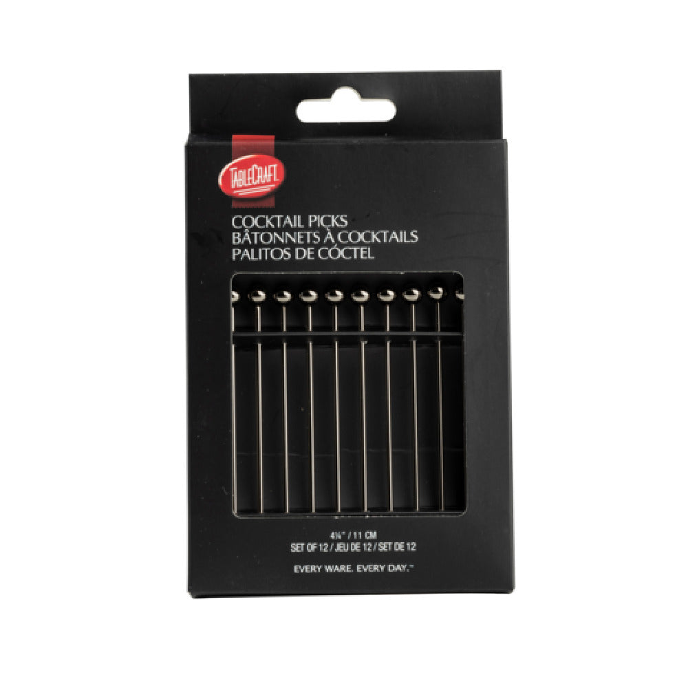 TableCraft Products 12258 - Cocktail Picks, Set Of 12,0.3125" X 0.3215" X 4.25", Gunmetal